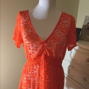 BNWT Torrid lace orange peplum